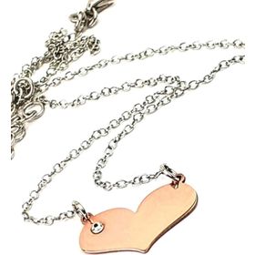 Swarovski Taş Detaylı Rose Kalp Gümüş Kolye
