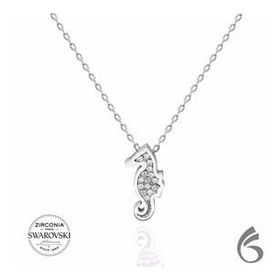 Swarovski Taşlı 925 Ayar Gümüş Deniz Atı Kolye