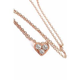 Swarovski Taşlı 925 Ayar Rose Tek Taş Gümüş Kolye