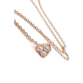 Swarovski Taşlı 925 Ayar Rose Tek Taş Gümüş Kolye