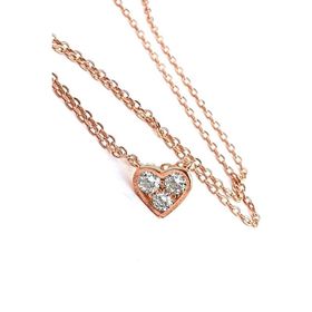 Swarovski Taşlı 925 Ayar Rose Tek Taş Gümüş Kolye