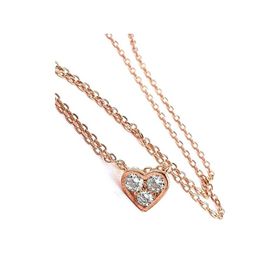 Swarovski Taşlı 925 Ayar Rose Tek Taş Gümüş Kolye
