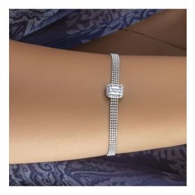 Swarovski Taşlı Baget Tek Taş 925 Ayar Gümüş Bileklik