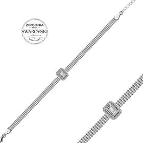 Swarovski Taşlı Baget Tek Taş 925 Ayar Gümüş Bileklik