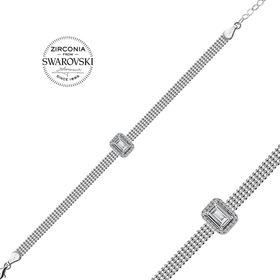 Swarovski Taşlı Baget Tek Taş 925 Ayar Gümüş Bileklik