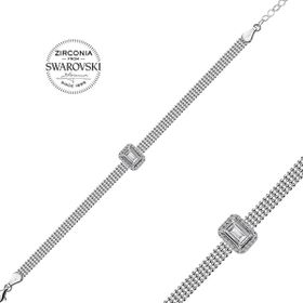 Swarovski Taşlı Baget Tek Taş 925 Ayar Gümüş Bileklik