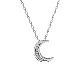 Swarovski Taşlı Çift Hilal Model 925 Ayar Gümüş Kolye