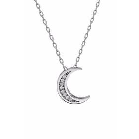 Swarovski Taşlı Çift Hilal Model 925 Ayar Gümüş Kolye
