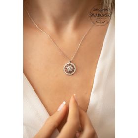 Swarovski Taşlı Damla Çarkı Model Gümüş Kolye