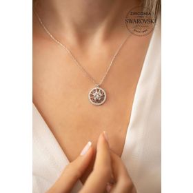 Swarovski Taşlı Damla Çarkı Model Gümüş Kolye