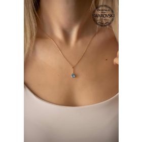 Swarovski Taşlı Damla Model Rose Kaplama Crystal Gümüş Kolye