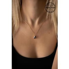 Swarovski Taşlı Damla Model Rose Kaplama Crystal Gümüş Kolye