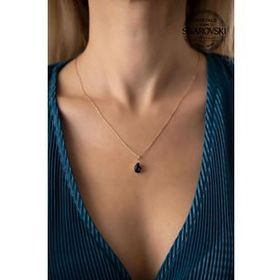 Swarovski Taşlı Damla Model Rose Kaplama Crystal Gümüş Kolye