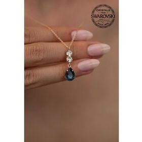 Swarovski Taşlı Damla Model Rose Kaplama Crystal Gümüş Kolye