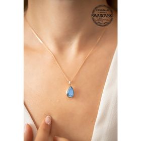 Swarovski Taşlı Damla Model Rose Kaplama Crystal Gümüş Kolye