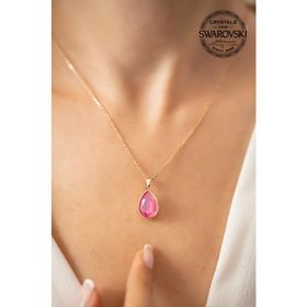 Swarovski Taşlı Damla Model Rose Kaplama Crystal Gümüş Kolye
