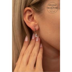 Swarovski Taşlı Damla Model Rose Kaplama Gümüş Zirconia Küpe