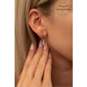 Swarovski Taşlı Damla Model Rose Kaplama Gümüş Zirconia Küpe