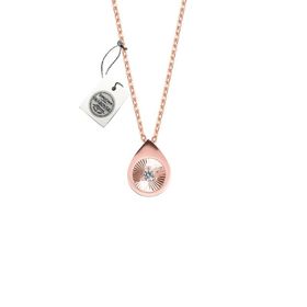 Swarovski Taşlı Damla Model Rose Kaplama Zirconia Gümüş Kolye