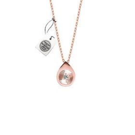 Swarovski Taşlı Damla Model Rose Kaplama Zirconia Gümüş Kolye