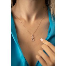 Swarovski Taşlı Damla Model Rose Kaplama Zirconia Gümüş Kolye
