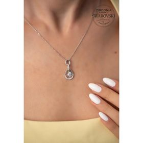 Swarovski Taşlı Damla Tektaş Model Zirconia Gümüş Kolye