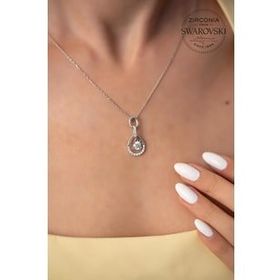 Swarovski Taşlı Damla Tektaş Model Zirconia Gümüş Kolye