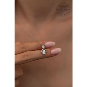 Swarovski Taşlı Damla ve Halka Model Zirconia Gümüş Kolye