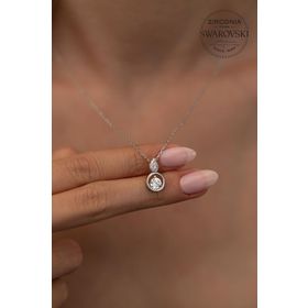 Swarovski Taşlı Damla ve Halka Model Zirconia Gümüş Kolye