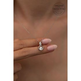 Swarovski Taşlı Damla ve Halka Model Zirconia Gümüş Kolye