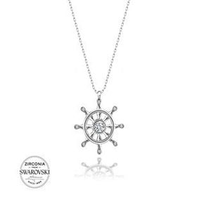 Swarovski Taşlı Dümen 925 Ayar Gümüş Kolye
