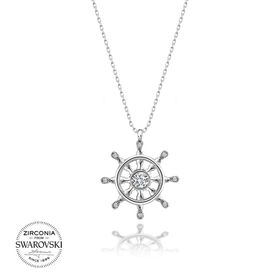 Swarovski Taşlı Dümen 925 Ayar Gümüş Kolye