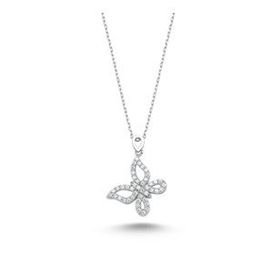 Swarovski Taşlı Gümüş Kelebek 925 Ayar Gümüş Kolye