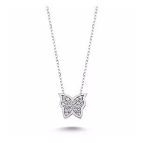 Swarovski Taşlı Gümüş Kelebek 925 Ayar Gümüş Kolye