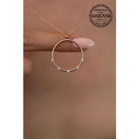 Swarovski Taşlı Halka Model Beştaşlı Rose Kaplama Gümüş Kolye