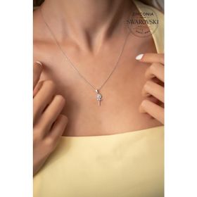 Swarovski Taşlı İğne Model Zirconia Gümüş Kolye
