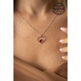 Swarovski Taşlı İki Kalp Model Crystal Gümüş Kolye