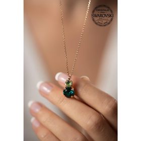 Swarovski Taşlı İki Taş Model Rose Kaplama Crystal Gümüş Kolye