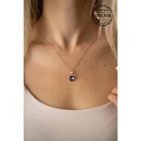 Swarovski Taşlı İki Taşlı Model Rose Kaplama Crystal Gümüş Kolye
