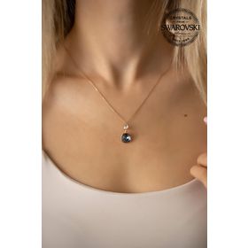 Swarovski Taşlı İki Taşlı Model Rose Kaplama Crystal Gümüş Kolye