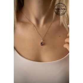 Swarovski Taşlı İki Taşlı Model Rose Kaplama Crystal Gümüş Kolye