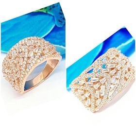 Swarovski Taşlı İtalyan Tasarımı 925 Ayar Rose Gümüş Yüzük