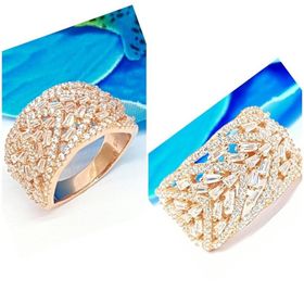 Swarovski Taşlı İtalyan Tasarımı 925 Ayar Rose Gümüş Yüzük
