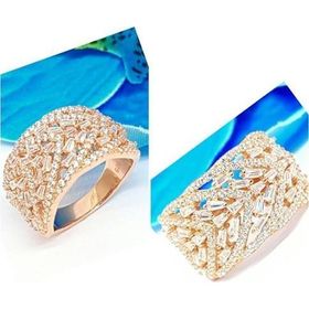 Swarovski Taşlı İtalyan Tasarımı 925 Ayar Rose Gümüş Yüzük