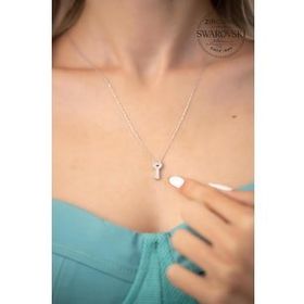 Swarovski Taşlı Kalbin Anahtarı Model Zirconia Gümüş Kolye