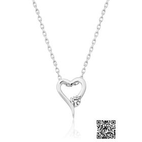 Swarovski Taşlı Kalp Rodyum Kaplama 925 Ayar Gümüş Kolye