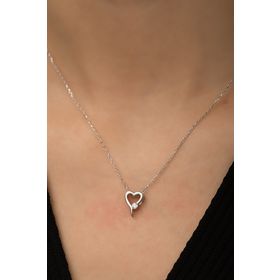 Swarovski Taşlı Kalp Rodyum Kaplama 925 Ayar Gümüş Kolye