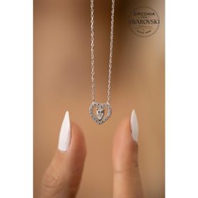 Swarovski Taşlı Kalp ve Damla Model Zirconia Gümüş Kolye