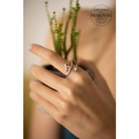 Swarovski Taşlı Kalp ve Tektaş Model Zirconia Gümüş Kolye