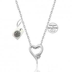 Swarovski Taşlı Kalpli 925 Ayar Gümüş Kolye